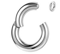 BodyAce F136 Titanium Hinged Septum Nose Rings, 2G 4G 6G 8G 10G 12G Large Segment Clicker PA Ring, Black BCR Ring Earrings Gauge Hoop Black Body Jewellery [Silver;2G,Hoops:12mm]