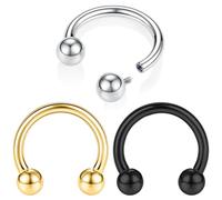 BodyAce F136 Titanium Septum Hoops Cartilage Earring, Internally Threaded Helix Piercing Conch Jewelry, 14g Horseshoe Nose Rings 16g Lip Barbells [1.2mm=16G;H:8mm;Ball:4mm]