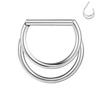 BodyAce F136 Titanium Septum Rings D Shaped Nose Ring Hoops 16G Cartilage Earrings Higned Segment Clicker for Rook Daith Conch Helix Tragus Piercing Jewelry, 8 mm, Titanium Cubic Zirconia, cubic