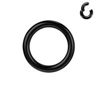 BodyAce Hinged Segment Clicker PA Rings, 2G-12G Large BCR Barbells, Surgical Steel Septum Nose Ring, Black Ear Gauge Earrings Hoops [8G, Hoops:14mm]