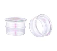 BodyAce Single Flare Ear Stretching Kit Glass Ear Plugs and Tunnel Rings Stretcher 2G-1 inch Available Clear Gauges for Ears with Silicone O-Ring for Women Men [Rainbow;7/8"(22mm)]