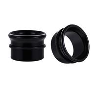 BodyAce Single Flare Ear Stretching Kit Glass Ear Plugs and Tunnel Rings Stretcher 2G-1 inch Available Clear Gauges for Ears with Silicone O-Ring for Women Men [Black;0G(8mm)]