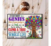 Bodyard Metal Poster Plaque Everybody is A Genius Believing That It is Stupid Retro Tin Signs Vintage Aluminum for Home Bar Decor 8x12 Inch