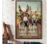 Bodyard Vintage Metal Tin Sign Donkey Bathroom Why Hello Sweet Cheeks Have A Seat Toilet Funny Poster Tin Sign Poster Vintage Metal Signs for Bar Music Club Man Cave Room Wall Decor 8x12 Inch