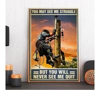 Bodyard Vintage Metal Tin Sign Lineman You May See Me Struggle But You Will Never See Me Quitt Poster Tin Sign Poster Vintage Metal Signs for Bar Music Club Man Cave Room Wall Decor 12x16 Inch