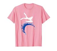 Bodyboard Board Silhouette Waves Sport T-Shirt, Men, Pink, Medium