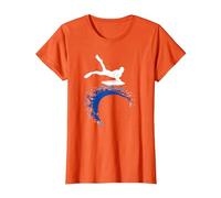 Bodyboard Board Silhouette Waves Sport T-Shirt, Women, Orange, Large