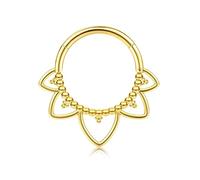 BodyBonita 16G Gold Septum Rings Clicker - 316L Stainless Steel Hinged Hoop Nose Rings for Women Dangle Earrings Hoop Cartilage Conch Piercing Jewellery Tragus Daith Helix 8 mm Springs Revival