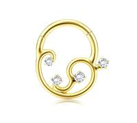 BodyBonita 16G Gold Septum Rings Clicker - 316L Stainless Steel Hinged Hoop Nose Rings for Women Dangle Earrings Hoop Cartilage Conch Piercing Jewellery Tragus Daith Helix 8 mm Galactic Quartet