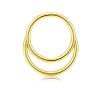 BodyBonita 16G Gold Septum Rings Clicker - 316L Stainless Steel Hinged Hoop Nose Rings for Women Dangle Earrings Hoop Cartilage Conch Piercing Jewellery Tragus Daith Helix 8 mm Crescent Layered