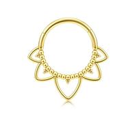 BodyBonita 16G Septum Rings Clicker 316L Stainless Steel Septum Nose Rings for Women Daith Earrings for Women Septum Jewelry Conch Daith Piercing Jewelry 14k Gold Plated/Silver 8mm 10mm, 8mm-Gold