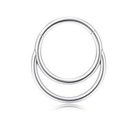 BodyBonita 16G Silver Septum Rings Clicker - 316L Stainless Steel Hinged Hoop Nose Rings for Women Dangle Earrings Hoop Cartilage Conch Piercing Jewellery Tragus Daith Helix 8 mm Crescent Layered