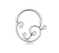BodyBonita 16G Silver Septum Rings Clicker - 316L Stainless Steel Hinged Hoop Nose Rings for Women Dangle Earrings Hoop Cartilage Conch Piercing Jewellery Tragus Daith Helix 8 mm Galactic Quartet