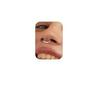 BodyBonita 16G Silver Septum Rings Jewellery - White Cubic Zirconia 316L Stainless Steel Hinged Nose Rings Hoops for Women Conch Piercing Jewellery Tragus Daith Helix Cartilage 8 mm Luminous Grace