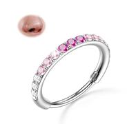 BodyBonita 20G Gradient Pink CZ Nose Ring - 316L Surgical Steel Nose Piercing Clicker Septum Ring hoop Nostril Jewellry Cartilage Helix Rook Tragus Daith Earrings 7 mm