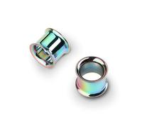 BodyBonita 2Pcs G23 Titanium Double Flared Earrings Internally Threaded Gauges for Ears Weights Eyelet Tunnel Plug Stretching Kit 00G Women Men Rainbow