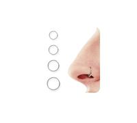 BodyBonita 4 pcs 20G Seamless Hinged Nose Ring - 316L Surgical Steel Septum Ring Lip Rings Cartilage Helix Conch Rook Tragus Earrings Piercing Jewellry Hypoallergenic for Women Men Silver Color