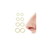BodyBonita 8 pcs 18G Seamless Hinged Nose Ring - 316L Surgical Steel Septum Ring Lip Rings Cartilage Helix Conch Rook Tragus Earrings Piercing Jewellry Hypoallergenic for Women Men 14K Gold Plated