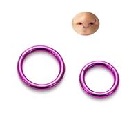 BodyBonita Anodized G23 Titanium Nose Rings Hoops for Women, 14/16/18G Septum Jewelry Conch Helix Daith Tragus Cartilage Earrings Lip Belly Buttom Piercing 8/10/12mm, 2Pcs, 18G(1.0mm)10mm&12mm