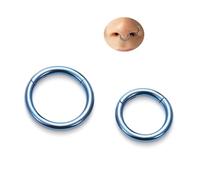 BodyBonita Anodized G23 Titanium Nose Rings Hoops for Women, 14/16/18G Septum Jewelry Conch Helix Daith Tragus Cartilage Earrings Lip Belly Buttom Piercing 8/10/12mm, 2Pcs, 14g(1.6mm)-8mm&10mm