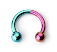 BodyBonita Anodized Septum Rings, G23 Titanium Nose Ring Horseshoe, Large PA Ring 6G 8G 12G, Internally Threaded Circular Barbell Stretched Gauges for Ears, CBR Body Piercing Jewelry for Women Men, 6G