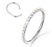 BodyBonita Clear CZ Nose Rings Hoop - 316L Surgical Steel Body Piercing Hoop Clicker 20G/18G/16G Earrings Jewelry Cartilage Helix Rook Tragus Conch Daith Ring 6/7/8/9/10/11/12mm - Gold/Silver/Black
