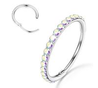 BodyBonita Clear CZ Nose Rings Hoop - 316L Surgical Steel Body Piercing Hoop Clicker 20G/18G/16G Earrings Jewelry Cartilage Helix Rook Tragus Conch Daith Ring 6/7/8/9/10/11/12mm - Gold/Silver/Black
