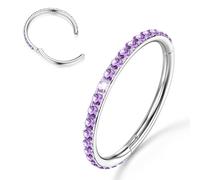 BodyBonita Clear CZ Nose Rings Hoop - 316L Surgical Steel Body Piercing Hoop Clicker 20G/18G/16G Earrings Jewelry Cartilage Helix Rook Tragus Conch Daith Ring 6/7/8/9/10/11/12mm - Gold/Silver/Black