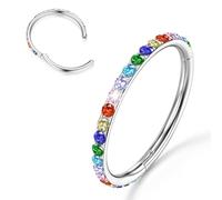 BodyBonita Clear CZ Nose Rings Hoop - 316L Surgical Steel Body Piercing Hoop Clicker 20G/18G/16G Earrings Jewelry Cartilage Helix Rook Tragus Conch Daith Ring 6/7/8/9/10/11/12mm - Gold/Silver/Black