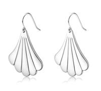 BodyBonita Dainty Drop Pearl Earrings for Women, 925 Sterling Silver Posts Pearl Stud Earrings, Hypoallergenic Hoop Earring, Ginkgo Leaf Hook Earring Fashion Jewellery Silver Color Ginkgo Leaf