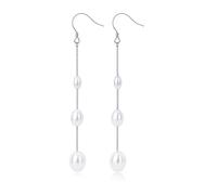 BodyBonita Dainty Drop Pearl Earrings for Women, 925 Sterling Silver Posts Pearl Stud Earrings, Hypoallergenic Hoop Earring, Ginkgo Leaf Hook Earring Fashion Jewellery Silver Color Chain-A
