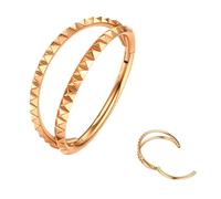 BodyBonita Double Hoop Nose Ring - Rose Gold Pyramid 316L Stainless Steel Septum Clicker 16G Nose Piercing Jewellery Conch Helix Rook Tragus Daith Rings Cartilage Earrings 10 mm