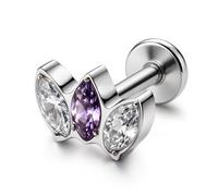 BodyBonita G23 Titanium Helix Cartilage Piercing Jewellery Tragus Piercings - Hypoallergenic 16G Flat Back Earrings Medusa Monroe Labret Lip Conch Earring 8mm Purple CZ