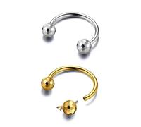 BodyBonita G23 Titanium Horseshoe Septum Rings Jewelry - 2pcs 16G Nose Rings Hoops Circular Barbell Conch Helix Rook Lip Nipple Piercing for Women Men Silver/Gold/Black 8/10mm, Balls Honeycomb-2pcs