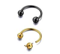 BodyBonita G23 Titanium Horseshoe Septum Rings Jewelry - 2pcs 16G Nose Rings Hoops Circular Barbell Conch Helix Rook Lip Nipple Piercing for Women Men Silver/Gold/Black 8/10mm, Balls Honeycomb-2pcs