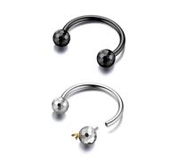 BodyBonita G23 Titanium Horseshoe Septum Rings Jewelry - 2pcs 16G Nose Rings Hoops Circular Barbell Conch Helix Rook Lip Nipple Piercing for Women Men Silver/Gold/Black 8/10mm, Balls Honeycomb-2pcs