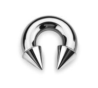 BodyBonita G23 Titanium Septum Rings 0G - Horseshoe Spike Barbell Nose Piercing Jewelry ASTM F136 Titanium Earrings for Women Men Silver 16 mm