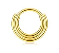 BodyBonita Gold Septum Rings 16G - 316L Stainless Steel Nose Rings Hoops for Women Septum Piercing Jewellery 9 mm Layered Harmony