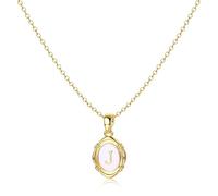 BodyBonita Initial J Necklace for Women - 16K Gold Plated Oval Letter Necklaces White Enamel Name Hypoallergenic Necklace Chain