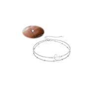 BodyBonita Layered Initial Bracelets for Women Delicate Letter A Sterling Silver Round Pendant Adjustable Bead Ladies Bracelet Jewellery