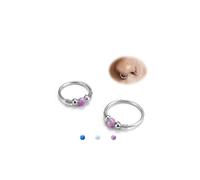 BodyBonita Opal Nose Rings Hoops - 316L Surgical Steel Septum Ring for Women Conch Piercing Jewelry Daith Helix 2Pcs 16G 18G, 18g(1.0mm)-10mm&12mm, Stainless Steel, no gemstone