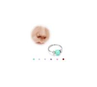 BodyBonita Opal Thin Nose Ring - 20G 316L Surgical Steel Septum Ring Hoops for Women Nose Piercing Jewellery Conch Helix Earring Green Opal 7mm S925 Silver Plated