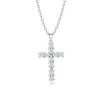 BodyBonita Silver CZ Crucifix Cross Pendant Necklace Chain for Women StyleA