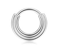 BodyBonita Silver Septum Rings 16G - 316L Stainless Steel Nose Rings Hoops for Women Septum Piercing Jewellery 9 mm Layered Harmony