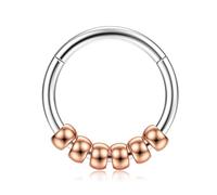 BodyBonita Silver Septum Rings 16G - 316L Stainless Steel Nose Rings Hoops for Women Septum Piercing Jewellery 10 mm Rosy Orbit