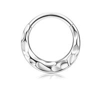 BodyBonita Silver Septum Rings 16G - 316L Stainless Steel Nose Rings Hoops for Women Septum Piercing Jewellery 9 mm Hammered