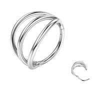 BodyBonita Triple Hoop Nose Ring - Silver 316L Stainless Steel Septum Clicker 16G Nose Piercing Jewellery Conch Helix Rook Tragus Daith Rings Cartilage Earrings 8 mm