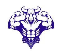 Bodybuilder Logo with Big Muscles Bull Head Fine Carving Stickers 42x44.2cm Self Adhesive DarkBlue