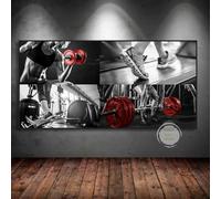 Bodybuilder Men Women Fitness Inspirational Art Weightlifting Run Poster Canvas Painting Gym Home Decor 60x120cm frame