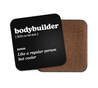 Bodybuilder Square Coaster - Gym Sport Fan Dictionary Regular But Cooler Definition Funny Joke Hobby Men Women Kitchen Drink #82623